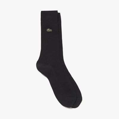 LACOSTE/ラコステ クロックエンブレム1×1リブニットソックス ブラック 靴下【三越伊勢丹/公式】