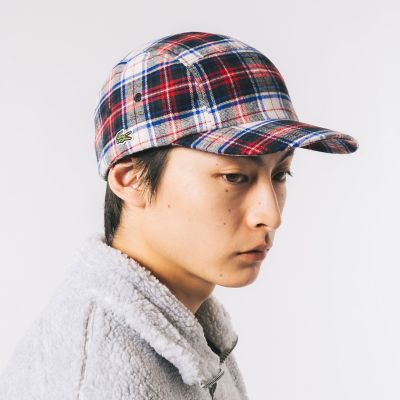 ＜LACOSTE＞フランネルチェックジェットキャップ