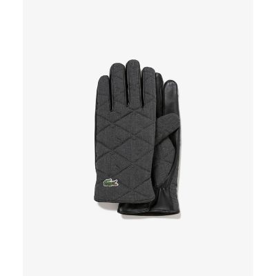 【新品】LACOSTE メンズ レザー手袋 黒 キルティング モノグラムキルティングレザーコンビグローブ | LACOSTE/ラコステ
