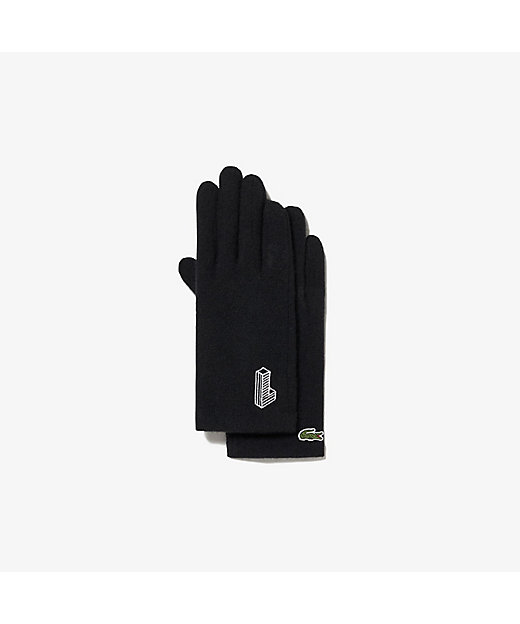 ＜三越伊勢丹/公式＞【SALE】ラムウールジャージニットロゴステッチグローブ ブラック 手袋・グローブ画像