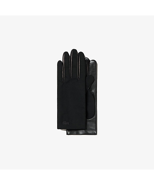 ＜三越伊勢丹/公式＞【SALE】ツイルレザーコンビグローブ ブラック 手袋・グローブ画像