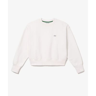 美品✨ラコステ 現行 シーズナルグラフィッククロップドクルーネックスウェット 白 フラワーグラフィッククルーネックスウェット SF4125 - ラコステ