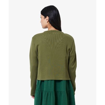 LACOSTE / ラコステ リブジャージカーディガン クロップド丈 ミラノリブニットVネックカーディガン | LACOSTE