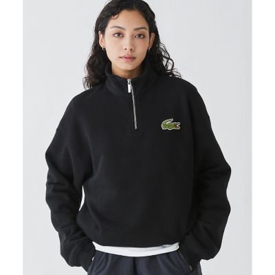 LACOSTE ブラック ハーフジップ トレーナー L ハーフジップスタンドカラースウェット ／ スタンドジップ