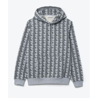 ★LACOSTE モノグラムパーカー　希少品 セール】 モノグラムスウェットフーディー / 裏パイルスウェット