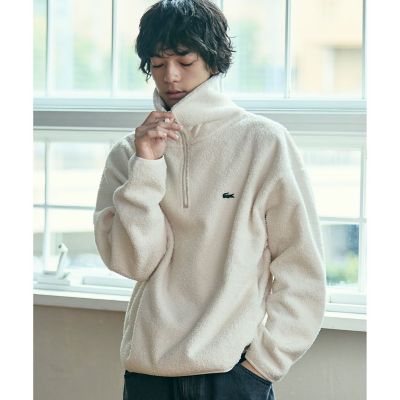 ハイネックハーフジップ オーバーサイズブークレフリースブルゾン