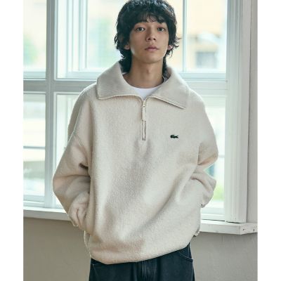 ハイネックハーフジップ オーバーサイズブークレフリースブルゾン