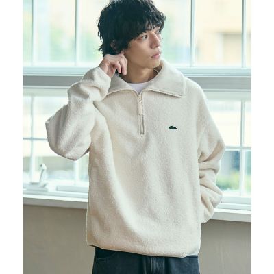 ハイネックハーフジップ オーバーサイズブークレフリースブルゾン