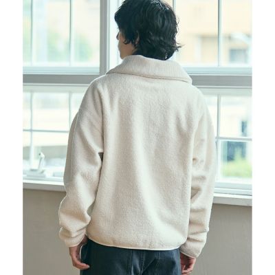 ハイネックハーフジップ オーバーサイズブークレフリースブルゾン