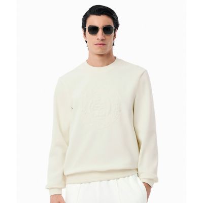 ＜LACOSTE＞トーン・オン・トーンローレルステッチダブルフェイスクルーネックスウェット