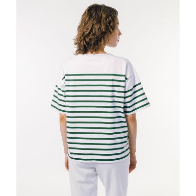 シルケット加工　パネルボーダーバスクシャツ