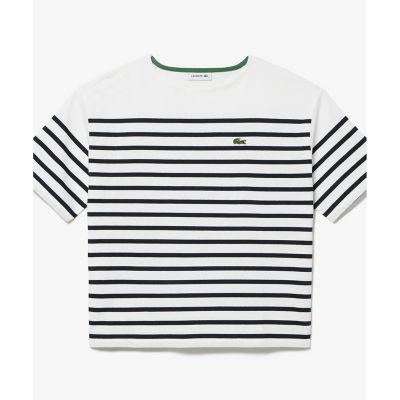 シルケット加工　パネルボーダーバスクシャツ