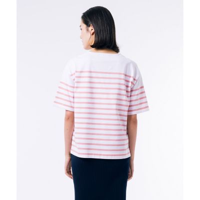 シルケット加工　パネルボーダーバスクシャツ
