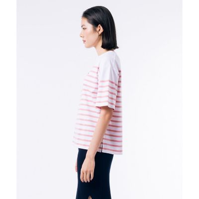 シルケット加工　パネルボーダーバスクシャツ