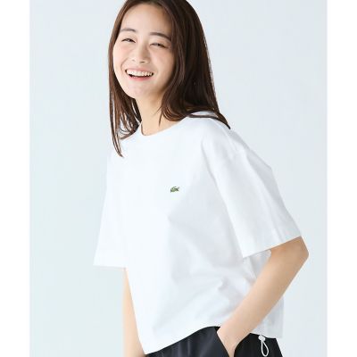 裾口ドローストリング入りクロップド５分袖　半袖Ｔシャツ