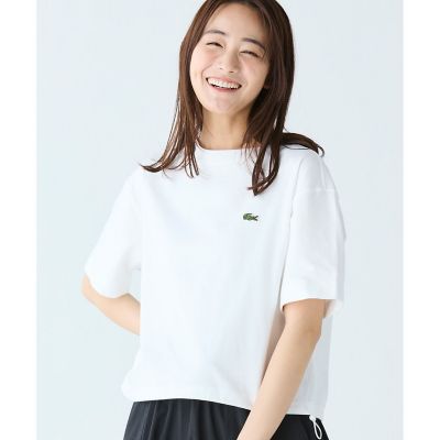 裾口ドローストリング入りクロップド５分袖　半袖Ｔシャツ