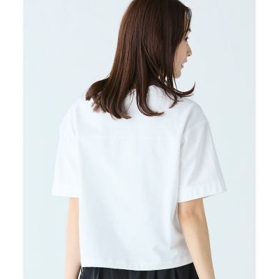 裾口ドローストリング入りクロップド５分袖　半袖Ｔシャツ