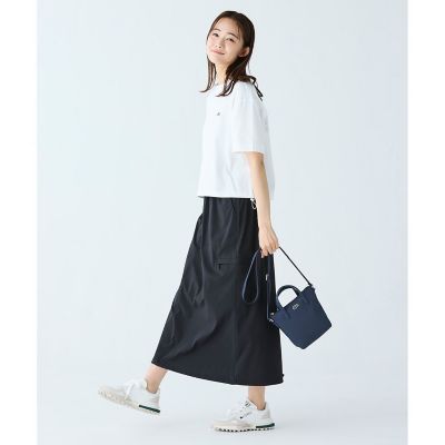 裾口ドローストリング入りクロップド５分袖　半袖Ｔシャツ