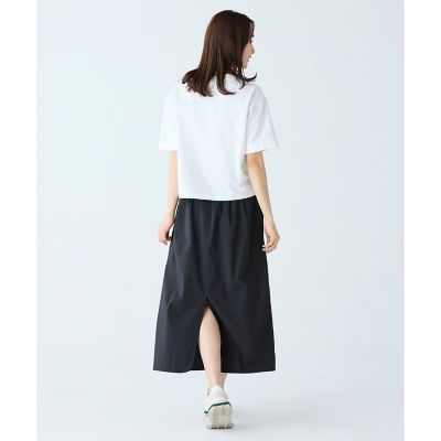 裾口ドローストリング入りクロップド５分袖　半袖Ｔシャツ