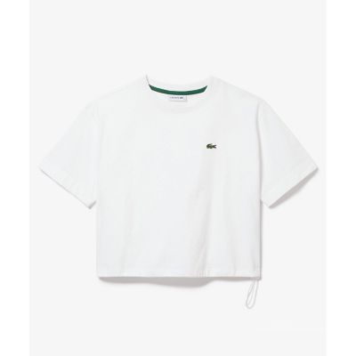 裾口ドローストリング入りクロップド５分袖　半袖Ｔシャツ