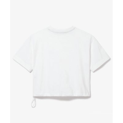 裾口ドローストリング入りクロップド５分袖　半袖Ｔシャツ