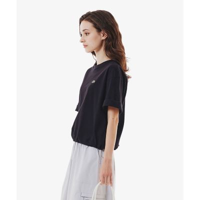 裾口ドローストリング入りクロップド５分袖　半袖Ｔシャツ