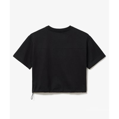 裾口ドローストリング入りクロップド５分袖　半袖Ｔシャツ