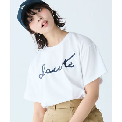 【オンライン限定】ＬＡＣＯＳＴＥ　スクリプトネームロゴ　　ルーズシルエットハーフスリーブＴシャツ