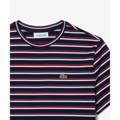 ラコステ赤×白のボーダー半袖トップス LACOSTE ラコステ ボーダーTシャツ 半袖 ワニロゴ レッド ホワイト