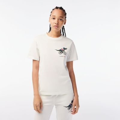 『Ｌａｃｏｓｔｅ　ｘ　Ｎｅｔｆｌｉｘ』　アレンジワニロゴレディースＴシャツ