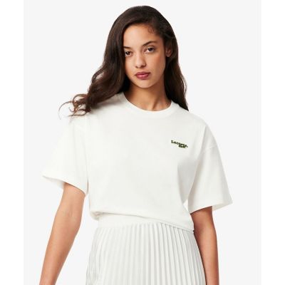 ネーム＆ワニロゴパッチクロップド半袖Tシャツ | LACOSTE