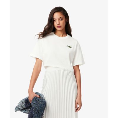 ネーム＆ワニロゴパッチクロップド半袖Tシャツ | LACOSTE