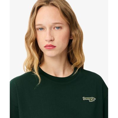 ネーム＆ワニロゴパッチクロップド半袖Tシャツ | LACOSTE
