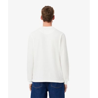 ワッフルニット　ヘンリーネック長袖Ｔシャツ