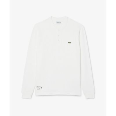 ワッフルニット　ヘンリーネック長袖Ｔシャツ