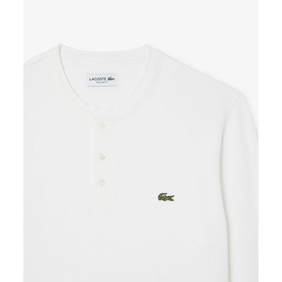 ワッフルニット　ヘンリーネック長袖Ｔシャツ
