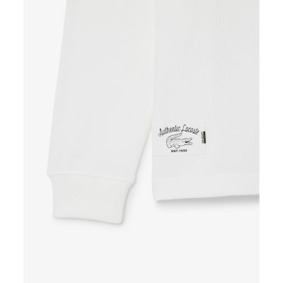 ワッフルニット　ヘンリーネック長袖Ｔシャツ