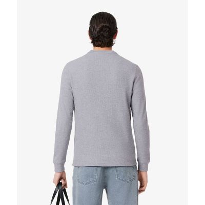 ワッフルニット　ヘンリーネック長袖Ｔシャツ