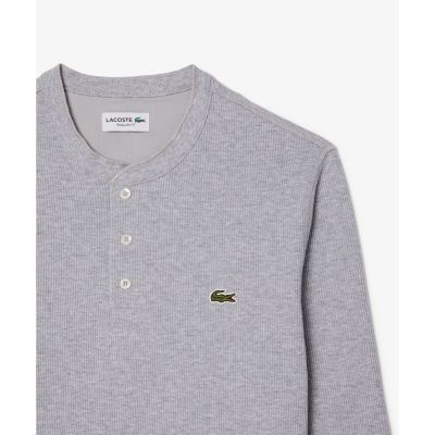 ワッフルニット　ヘンリーネック長袖Ｔシャツ