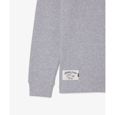 ワッフルニット　ヘンリーネック長袖Ｔシャツ