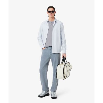 ワッフルニット　ヘンリーネック長袖Ｔシャツ