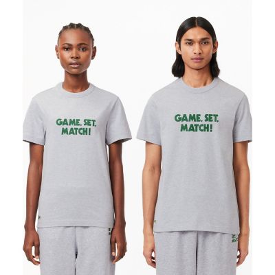 LACOSTE/ラコステ オーガニックコットン メッセージプリントバインダーネック半袖Tシャツ