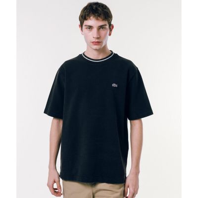 ＜LACOSTE＞配色リブニットインディゴ鹿の子　半袖Ｔシャツ