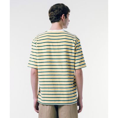 オーバーサイズ　ハイゲージパイル地ボーダー半袖Ｔシャツ