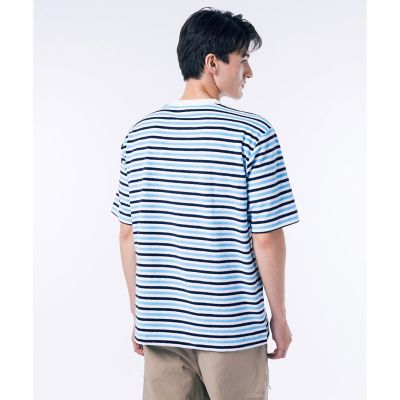 オーバーサイズ　ハイゲージパイル地ボーダー半袖Ｔシャツ