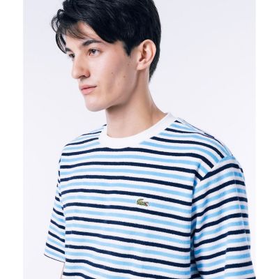オーバーサイズ　ハイゲージパイル地ボーダー半袖Ｔシャツ