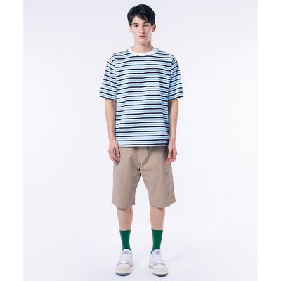 オーバーサイズ　ハイゲージパイル地ボーダー半袖Ｔシャツ