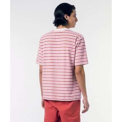 オーバーサイズ　ハイゲージパイル地ボーダー半袖Ｔシャツ