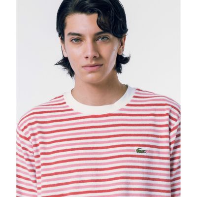 オーバーサイズ　ハイゲージパイル地ボーダー半袖Ｔシャツ