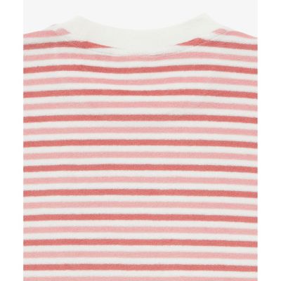 オーバーサイズ　ハイゲージパイル地ボーダー半袖Ｔシャツ